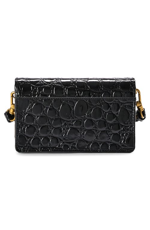Brahmin Minuette Croc Embossed Leather Crossbody Bag In Black
