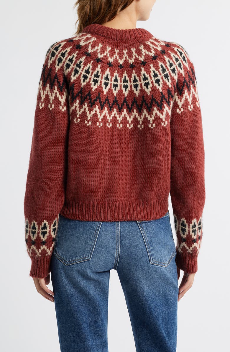 DÔEN Clarke Cardigan, Alternate, color, Burgundy Olympia Fair Isle