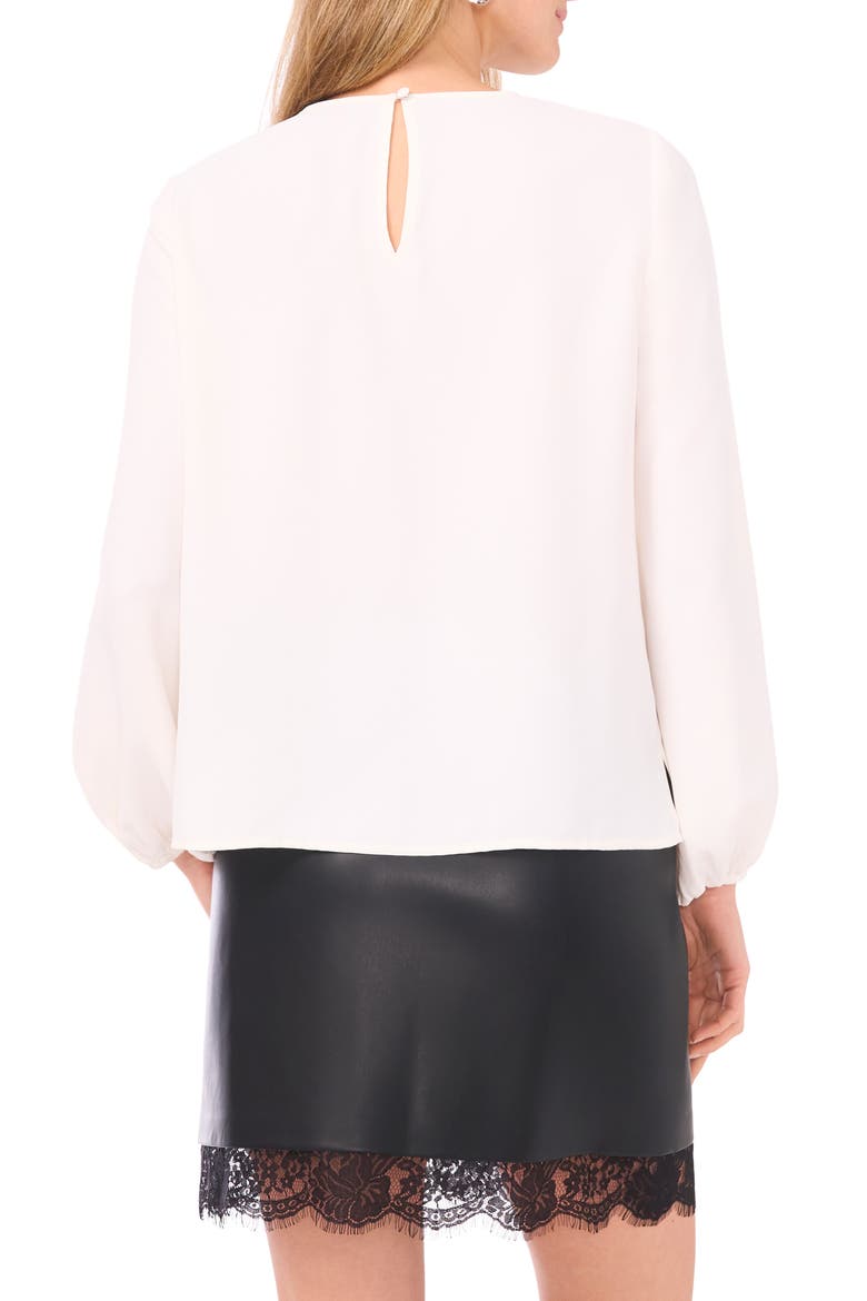 Keyhole Neck Crêpe de Chine Top, Alternate, color, NEW IVORY