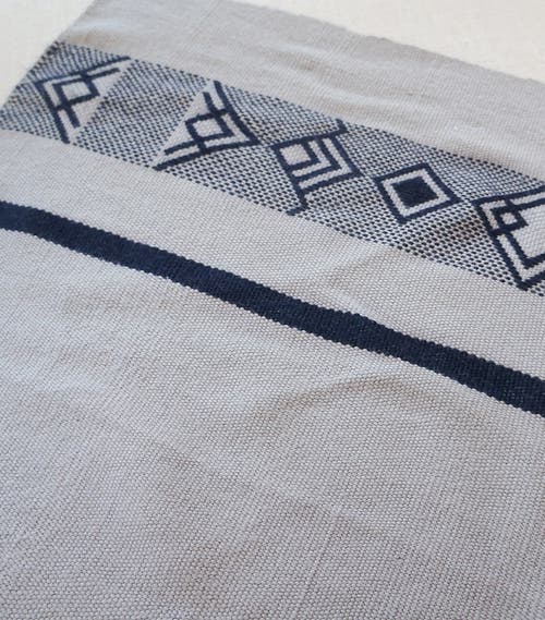 Voz Wide Diagonal Alpaca Blanket In Opal/navy