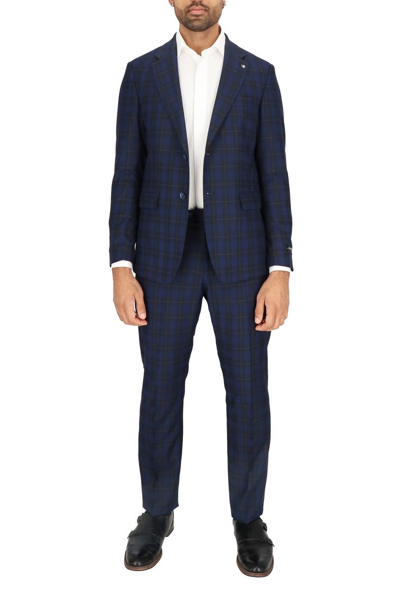 Modern Fit Navy Plaid Two-Piece Suit, Alternate, color, NAVY PLAID