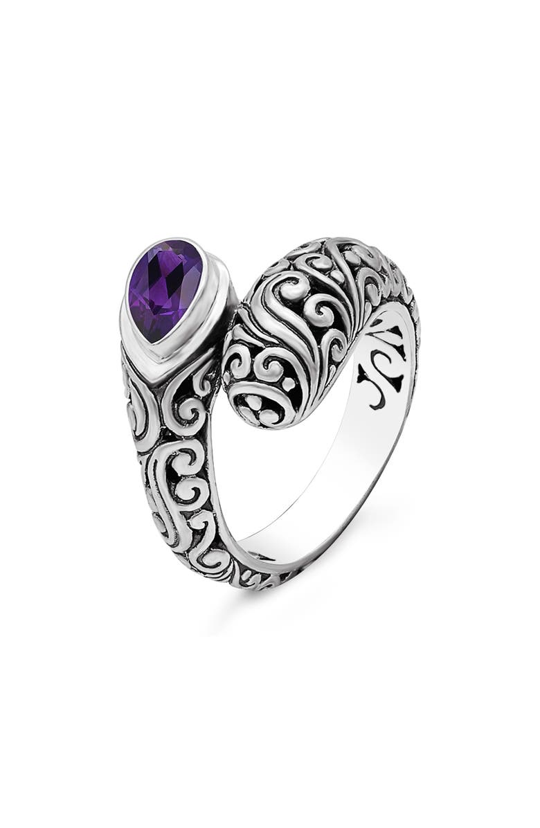 DEVATA Amethyst & Sterling Silver Bali Filigree Ring, Alternate, color, 