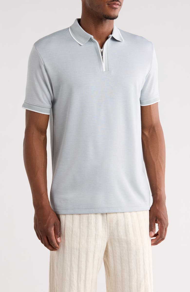 DENIM AND FLOWER Quarter Zip Polo, Main, color, Grey