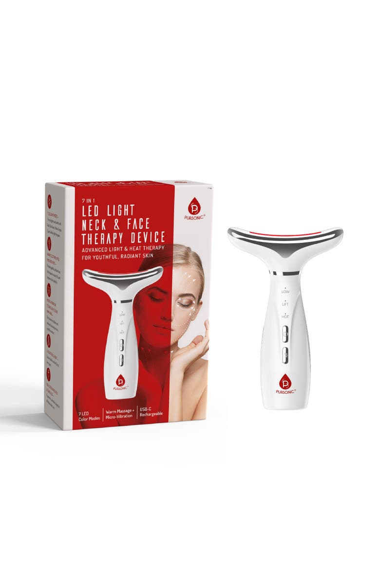 PURSONIC 7-Color LED Light Therapy Neck & Face Device, Main, color, White