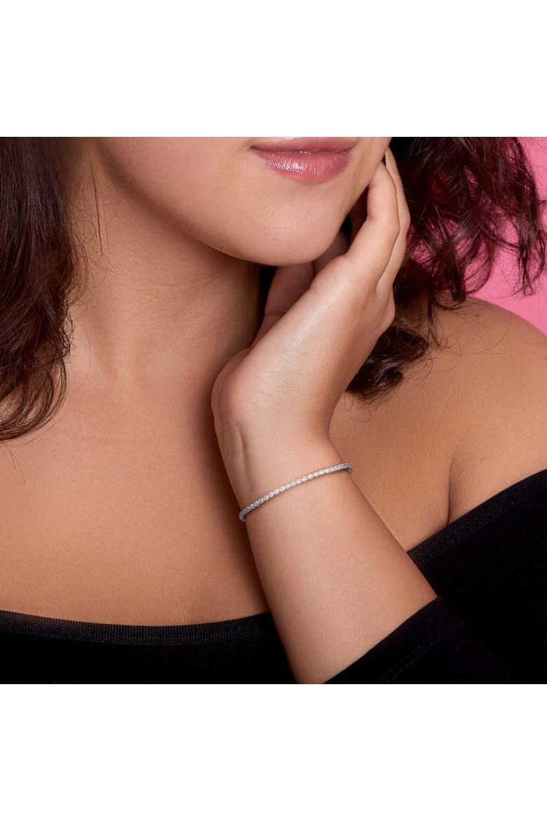 Gemstone Tennis Bracelet Sterling Silver, Alternate, color, White Sapphire/Sterling Silver