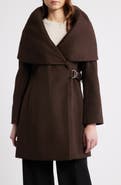 Via Spiga Hooded Wool Blend Belted Coat
