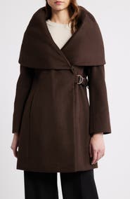 Via Spiga Hooded Wool Blend Belted Coat