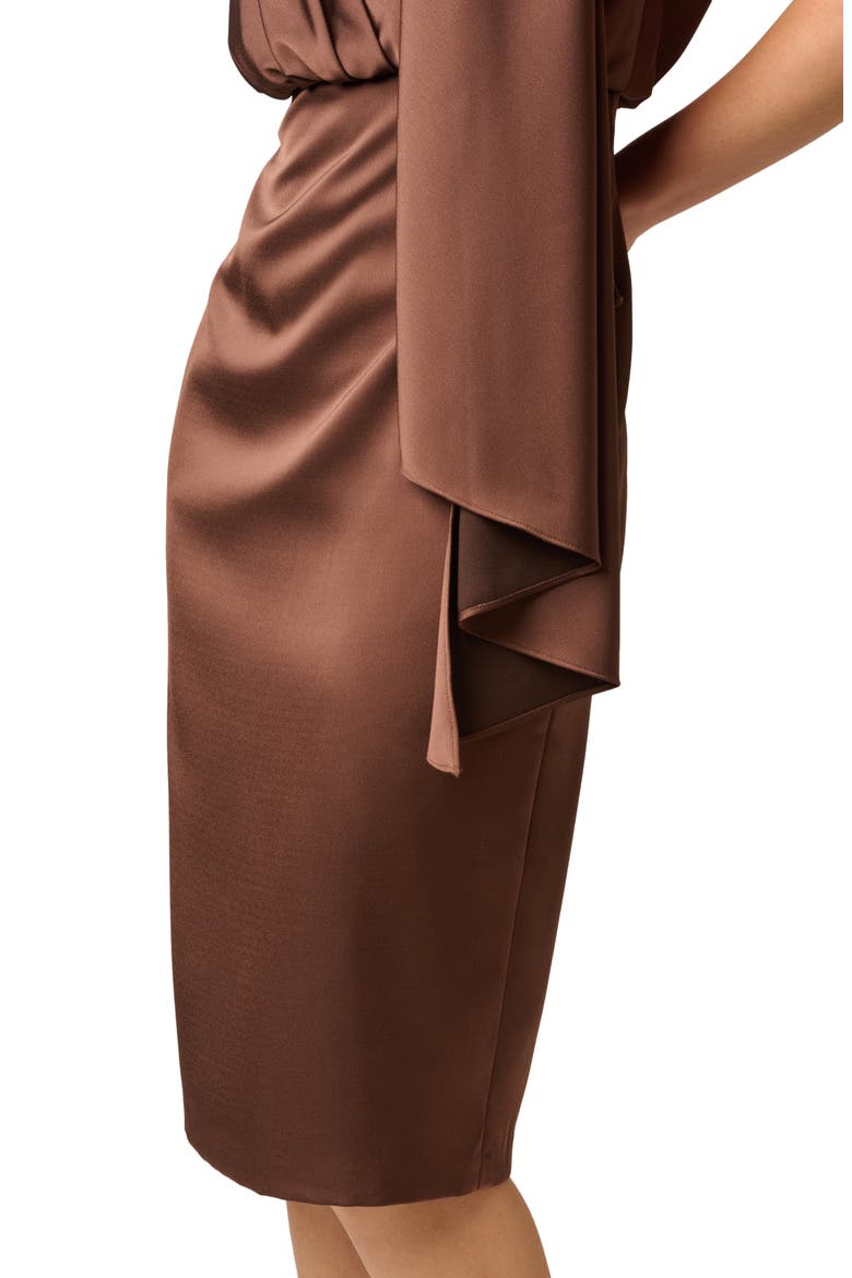 Satin Midi Dress, Alternate, color, ESPRESSO