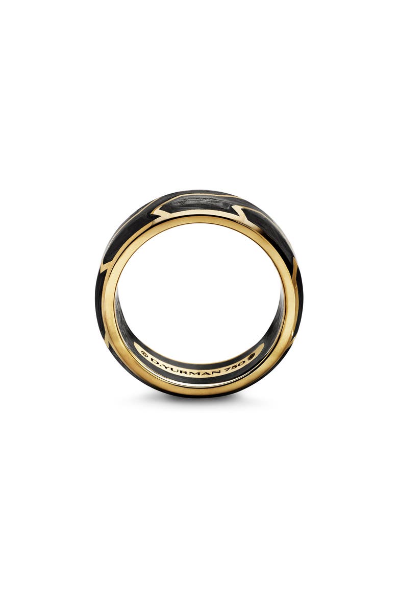 Forged Carbon Band Ring in 18K Gold, 8.5mm, Alternate, color, FORGED CARBON