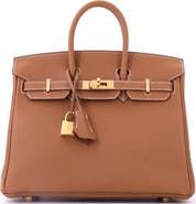 Pre-Owned Hermes Birkin Handbag Brown Togo with Gold Hardware 25