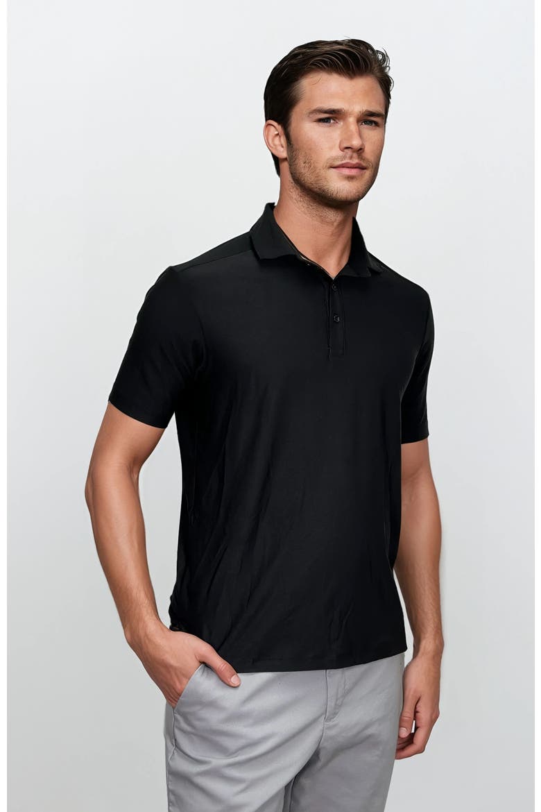 Wrinkle Resistant 3 Button Polo Shirt, Alternate, color, Black