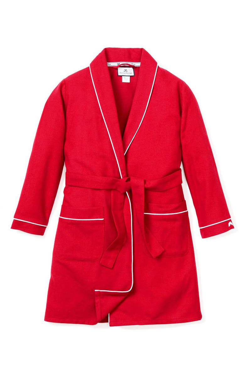 Petite Plume Kids' Red Flannel Robe, Alternate, color, 
