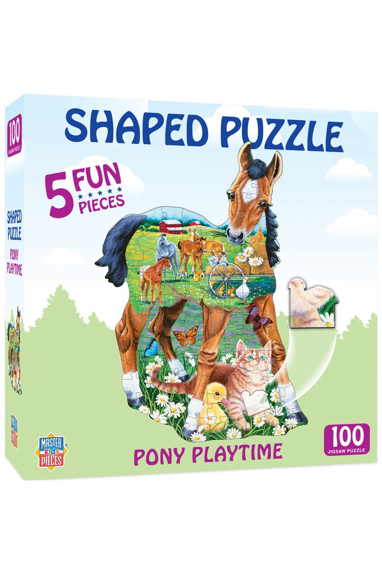 Pony Playtime 100pc Shaped Jigsaw Puzzle, Main, color, Multicolor