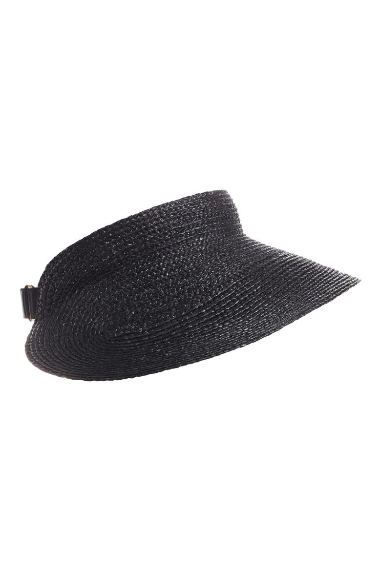 Woven Raffia Visor, Alternate, color, CHARCOAL
