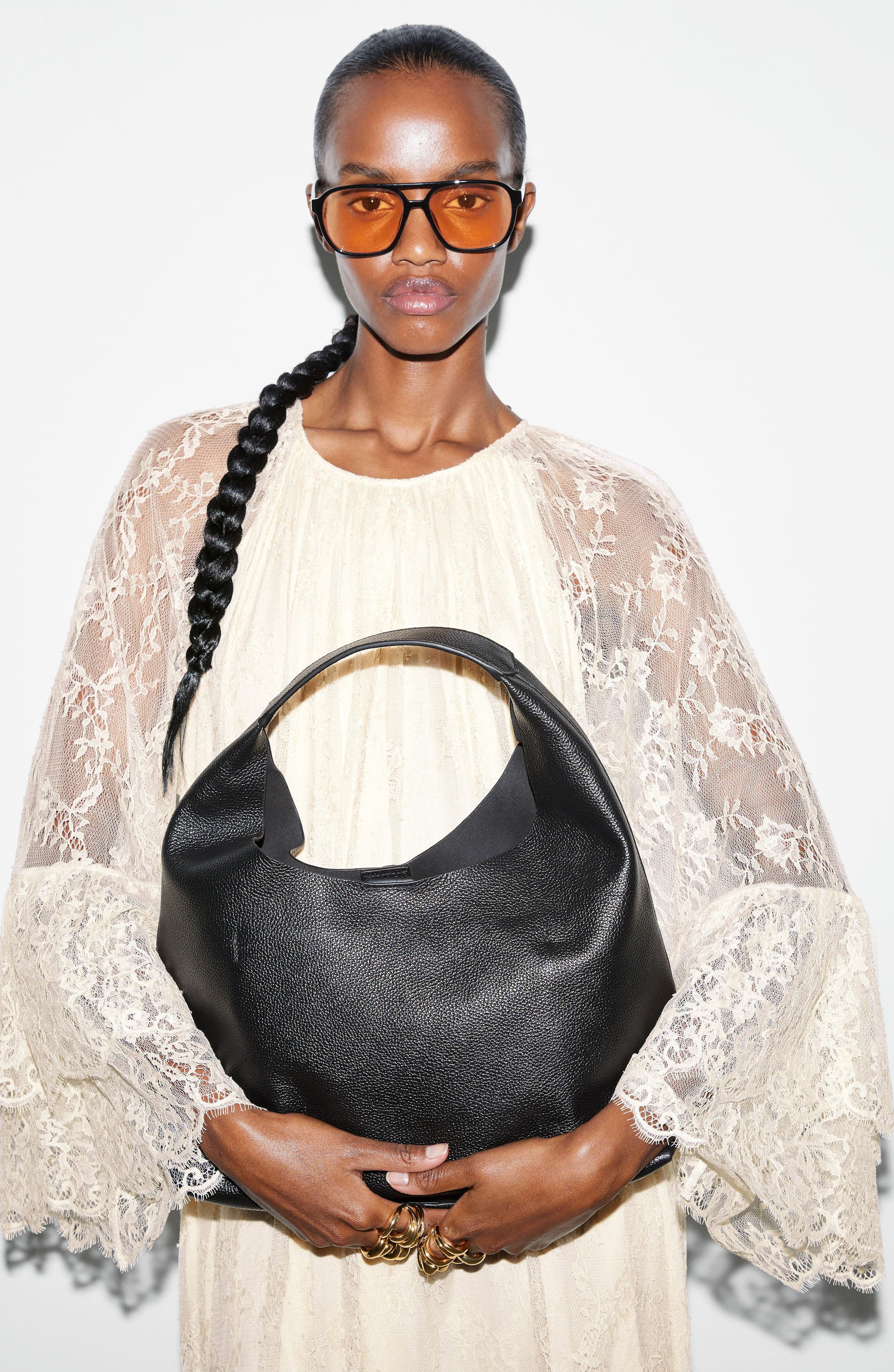 & Other Stories Leather Shoulder Bag, Alternate, color, 