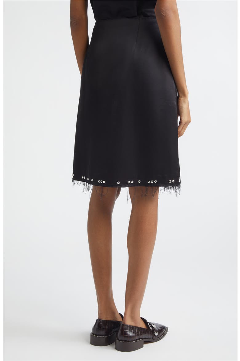 Iris Studded Frayed Satin Skirt, Alternate, color, BLACK
