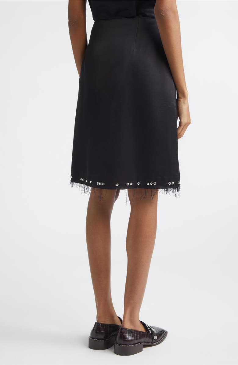 Wales Bonner Iris Studded Frayed Satin Skirt, Alternate, color, Black
