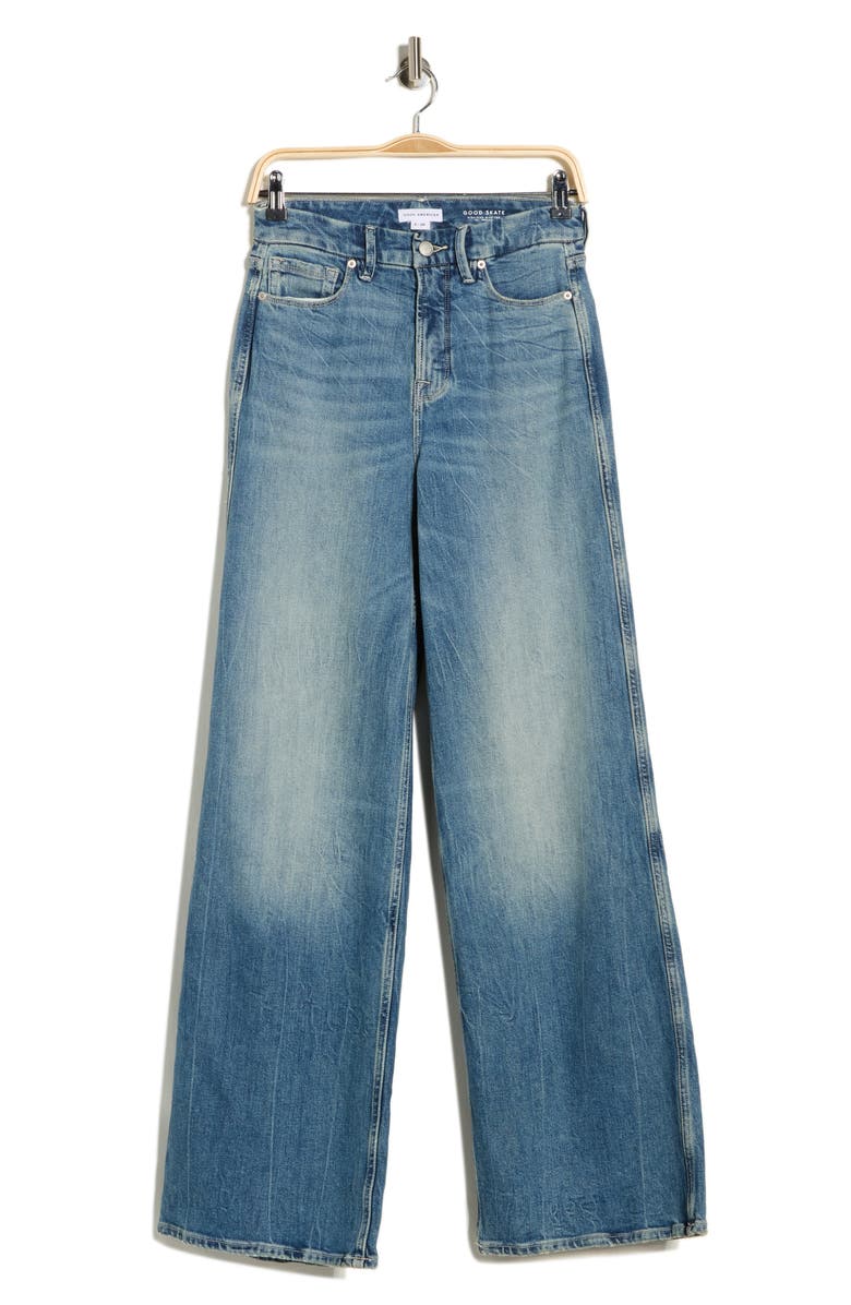 Good American Good Skate Wide Leg Jeans, Main, color, Indigo869