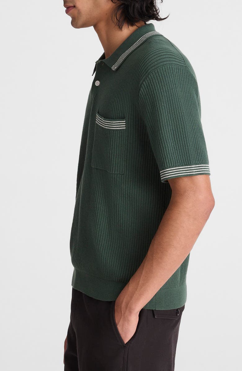 Madewell Tipped Sweater Polo, Alternate, color, Botanical Green