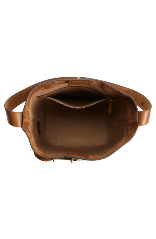 Madewell The Essential Belted Suede Bucket Tote In Brown