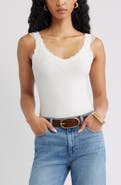 Open Edit Lace Trim Ribbed Tank