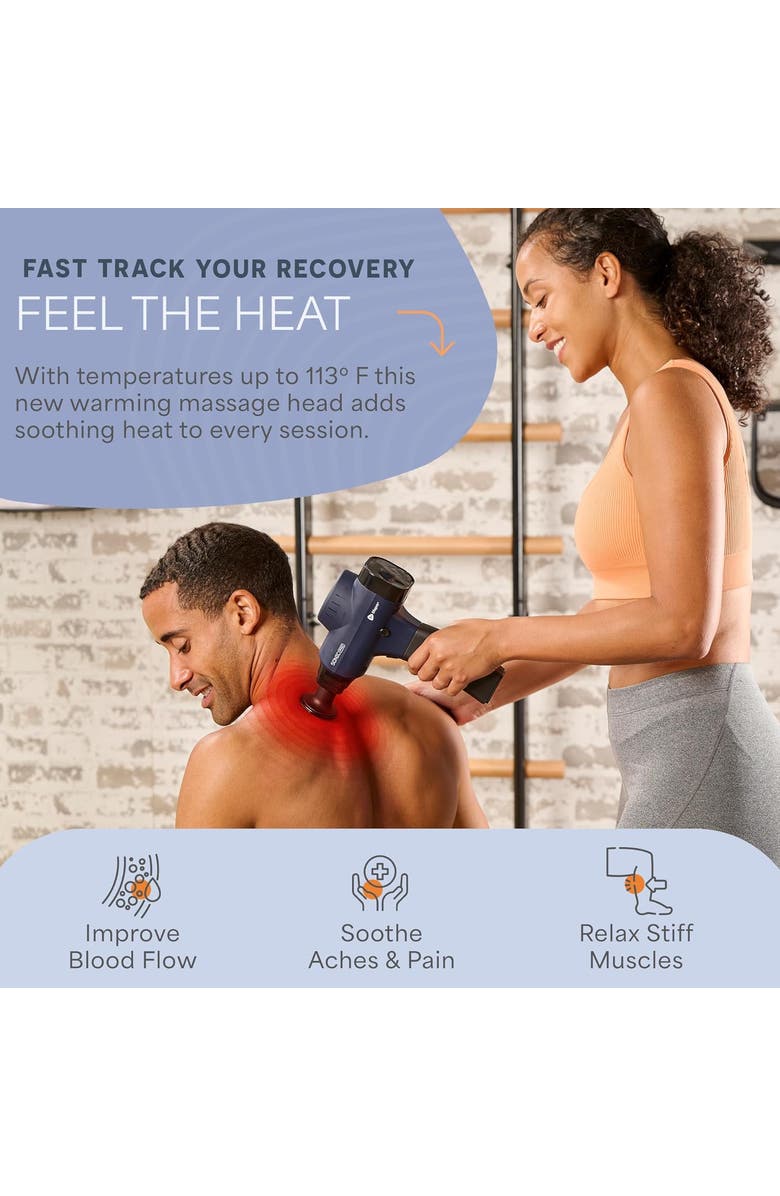 Lifepro Sonic Pro Deep Tissue Massage Gun Handheld Percussion Massager with 10 Speeds, 9 Heads, Alternate, color, Blue