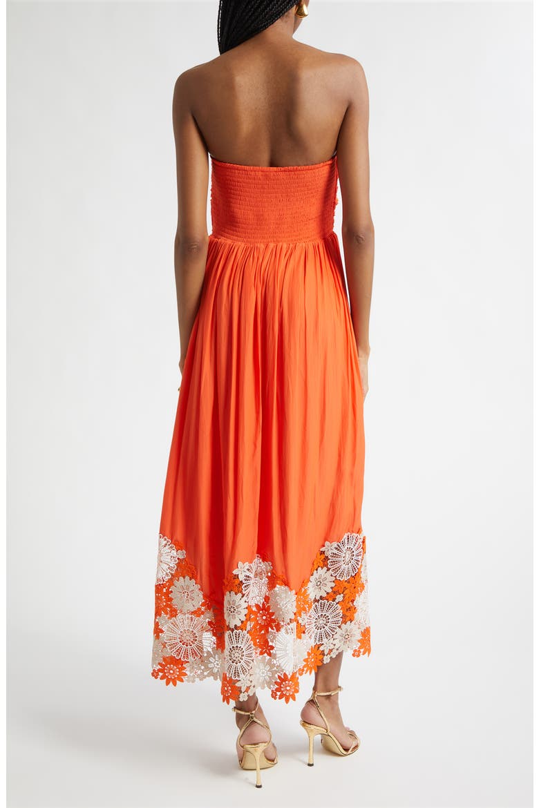 Milani Strapless Lace Detail Dress, Alternate, color, SUNSET ORANGE