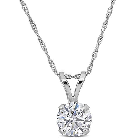 1 CTW Lab-Grown Diamond Solitaire Necklace 14k