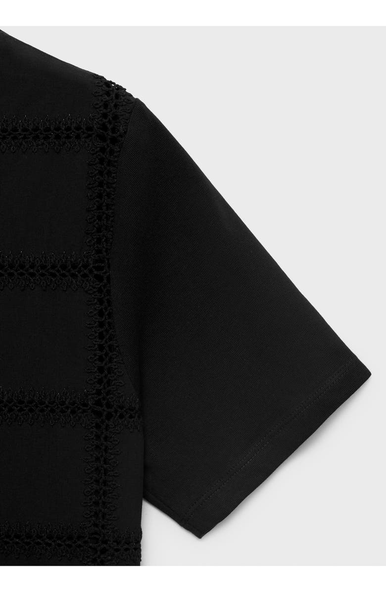 MANGO Embroidered Cotton T-Shirt, Alternate, color, Black