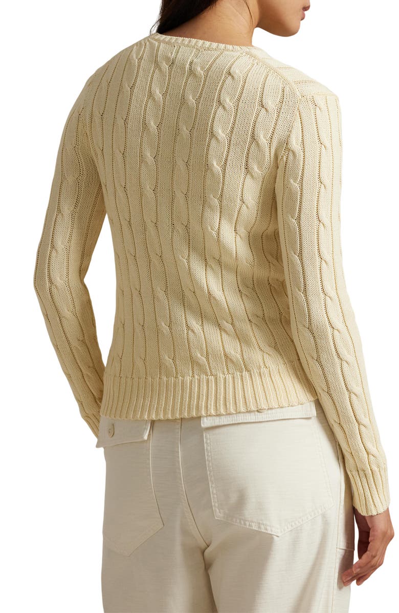 Polo Ralph Lauren Cable Stitch Cotton Sweater, Alternate, color, Cream