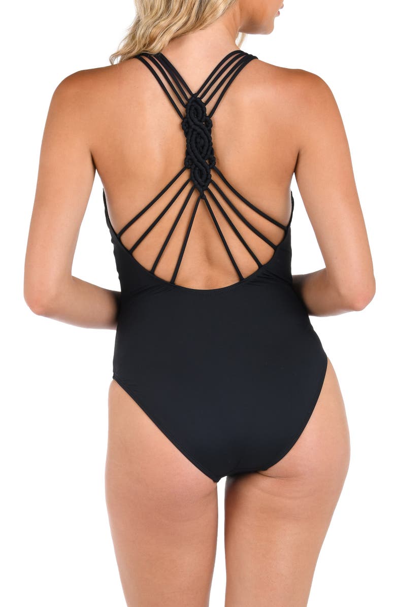 La Blanca Island Goddess Cross Back One-Piece Swimsuit, Alternate, color, 
