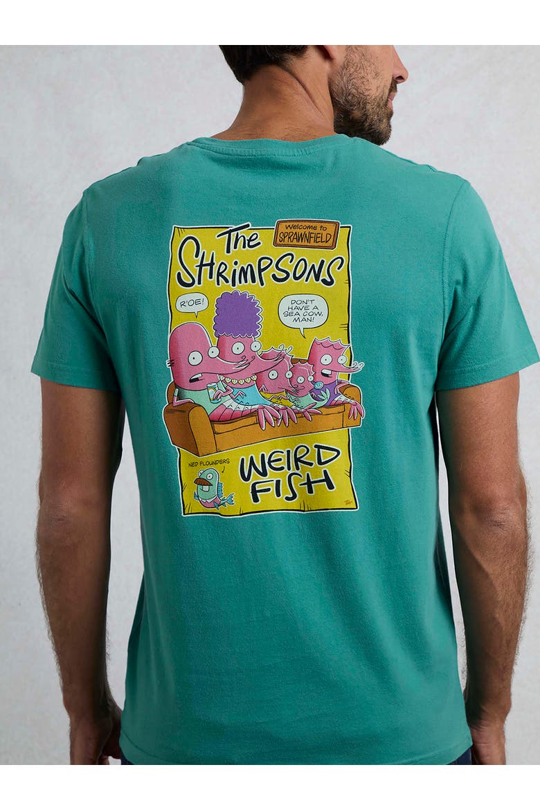 Shrimpsons Back Print Artist T-Shirt, Alternate, color, Viridis