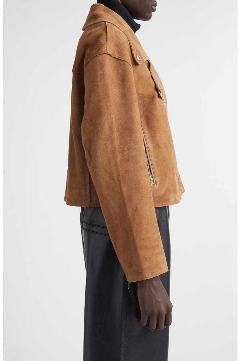 Kaia Suede Biker Jacket, Alternate, color, DARK SAND