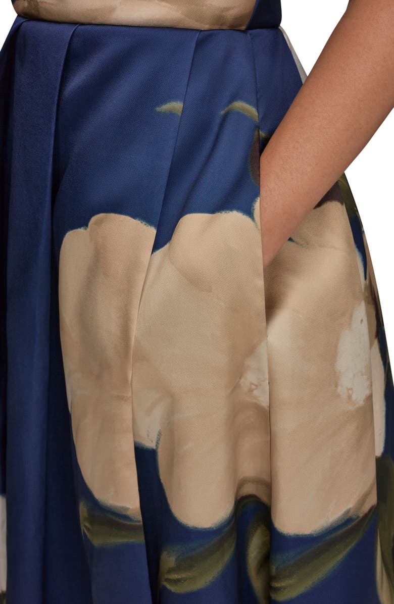 Donna Karan New York Placed Floral Off the Shoulder Gown, Alternate, color, Ink Multi