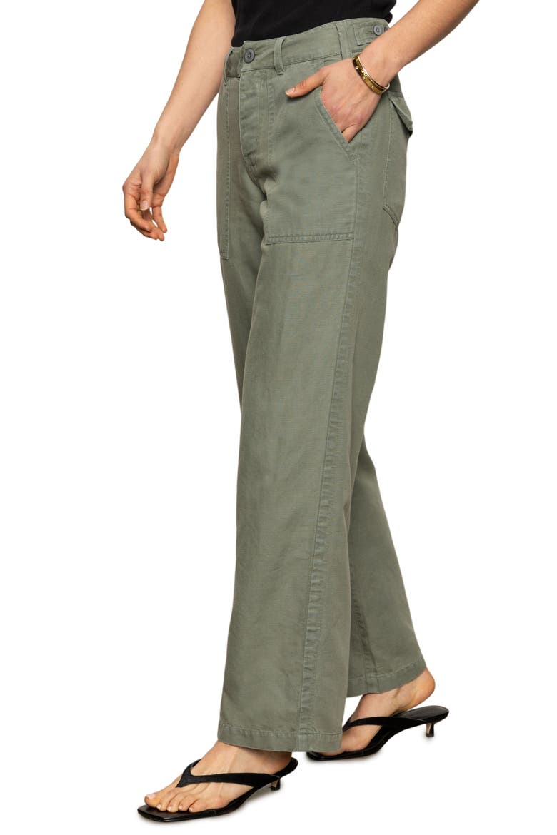 Wide Leg Linen Blend Pants, Alternate, color, DARK SPRUCE
