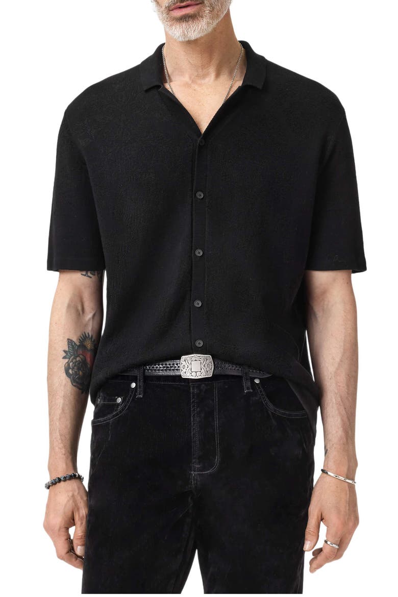 Arlon Paisley Sheen Camp Shirt, Main, color, BLACK