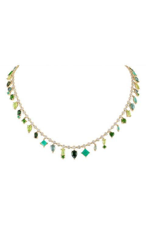 14k Gold Multi Sapphire Collar Necklace