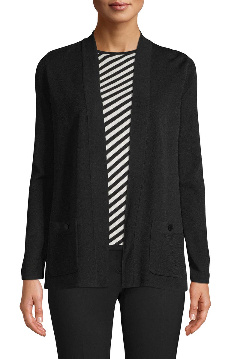 Anne Klein Malibu Open Front Cardigan, Main, color, Anne Black