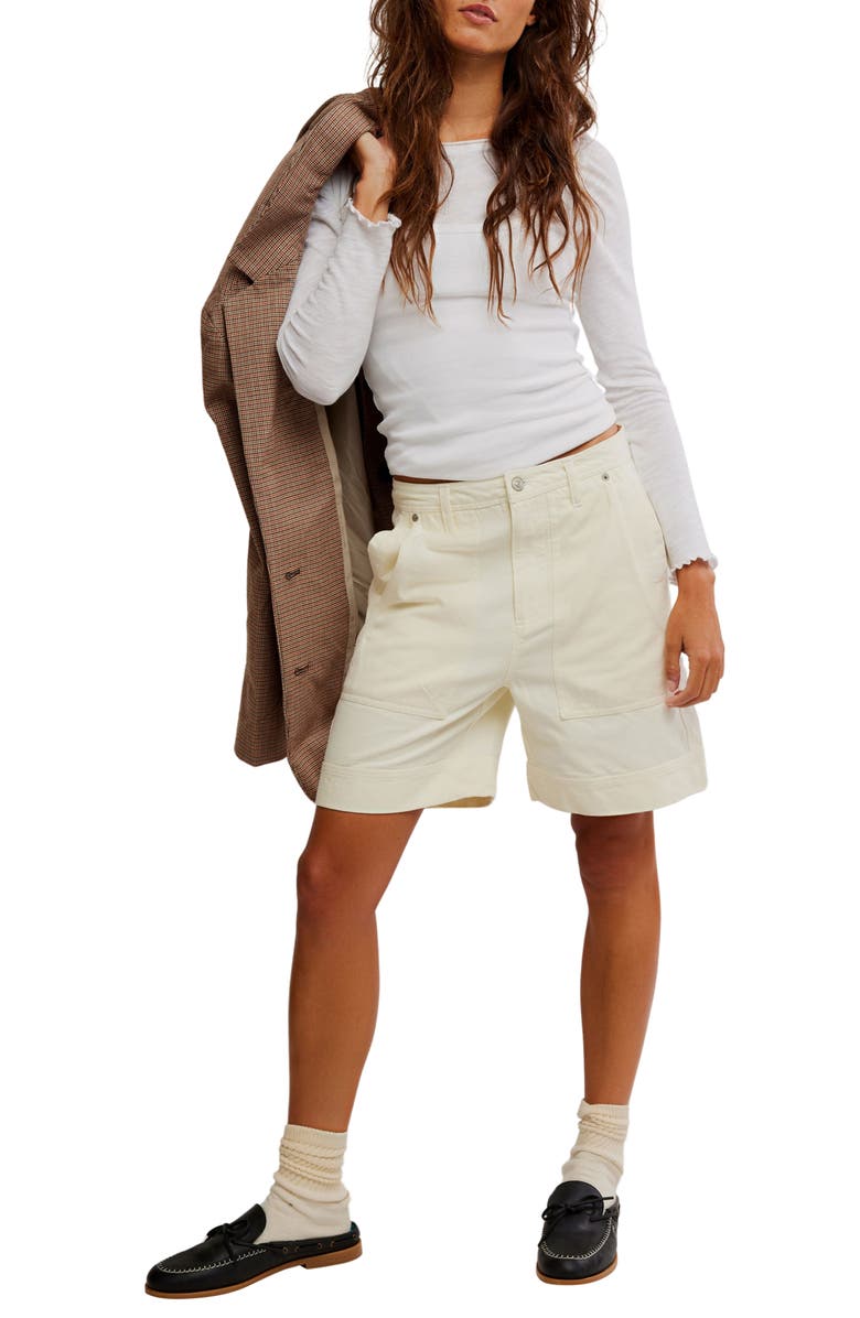 Free People Milo Cotton Carpenter Shorts, Alternate, color, Clean Ivory