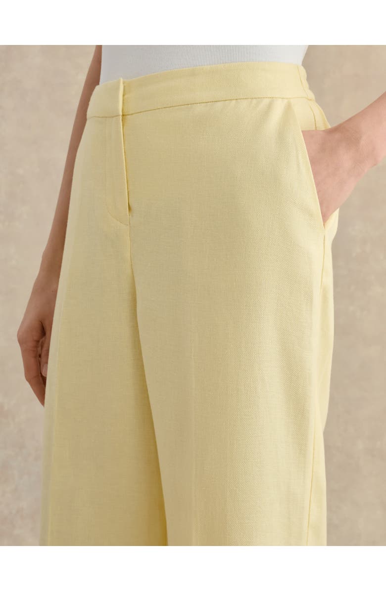 HOBBS LONDON Adalee High-Waist Linen Trousers, Alternate, color, Soft Yellow
