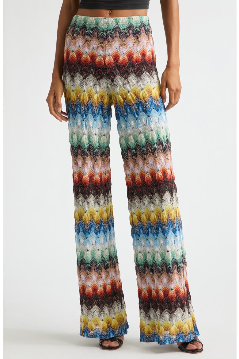 Lace Motif Lamé Pants, Main, color, MULTICOLOR ON BLACK BASE