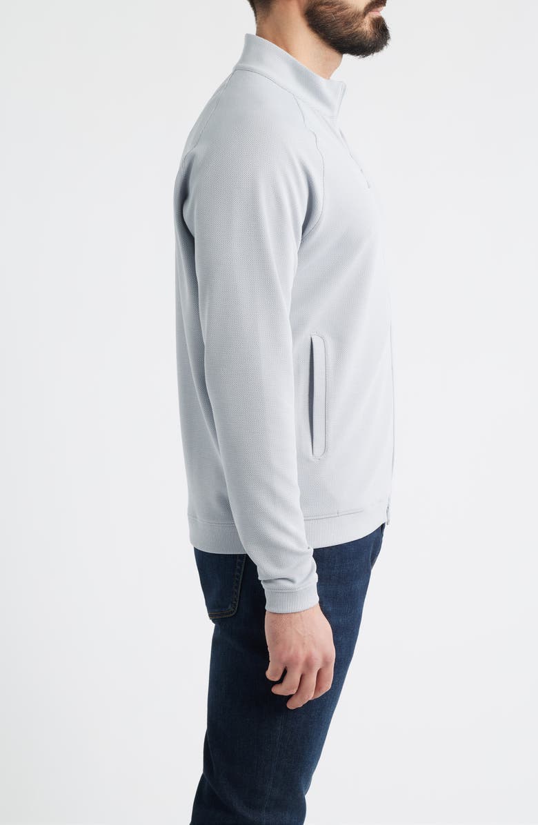 Peter Millar Cradle Full Zip Long Sleeve Piqué Knit Shirt, Alternate, color, British Grey