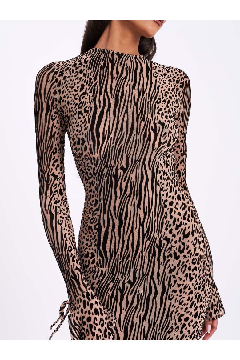 Waylynn Backless Burnout Velvet Maxi Dress, Alternate, color, Nude Black Animal Print