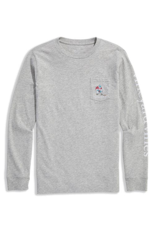 Vineyard Vines Kids' Yeti Hockey Long Sleeve Cotton Graphic T-shirt In Gray