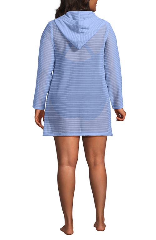 LANDS' END LANDS' END COTTON JERSEY LONG SLEEVE HOODED SWIM COVER-UP DRESS 