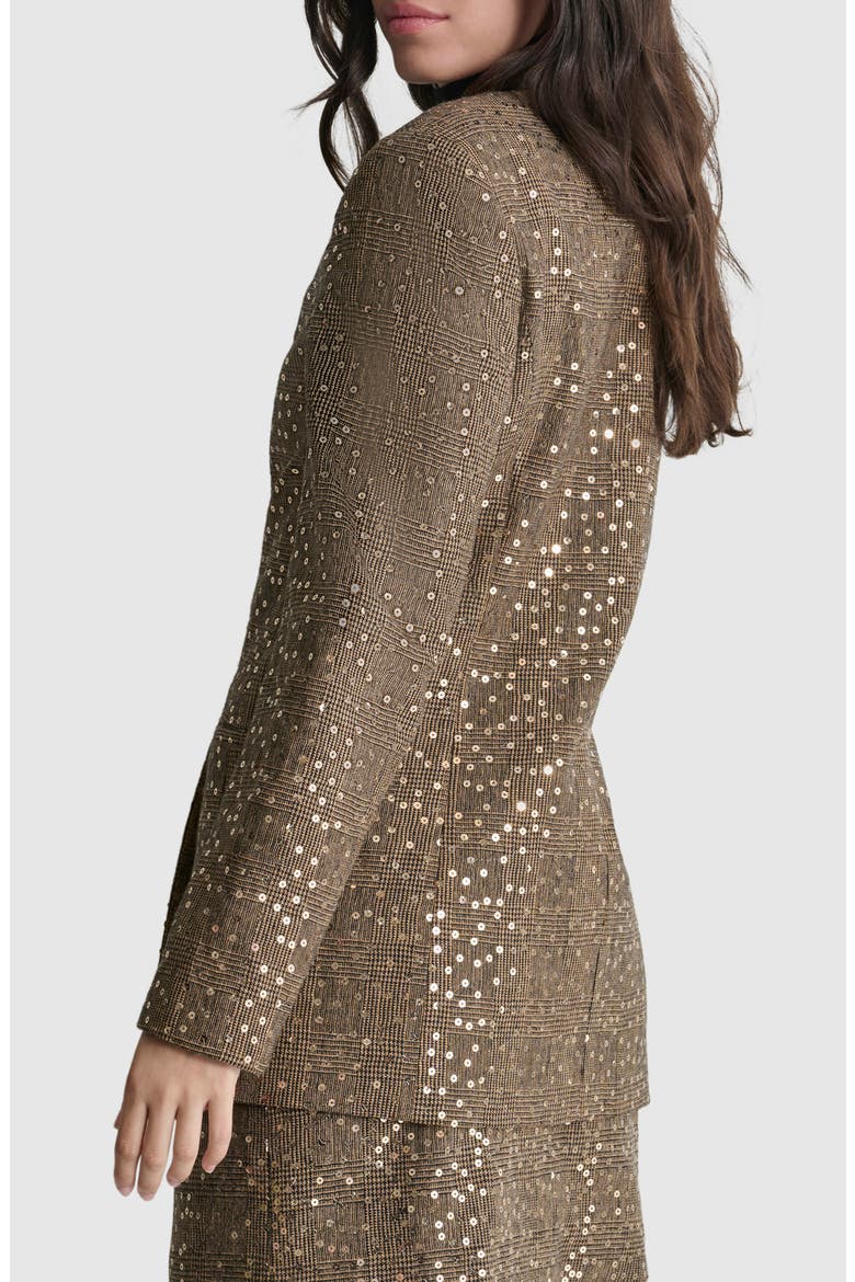 Herringbone Sequin Wool Blend Blazer, Alternate, color, BROWN MULTI
