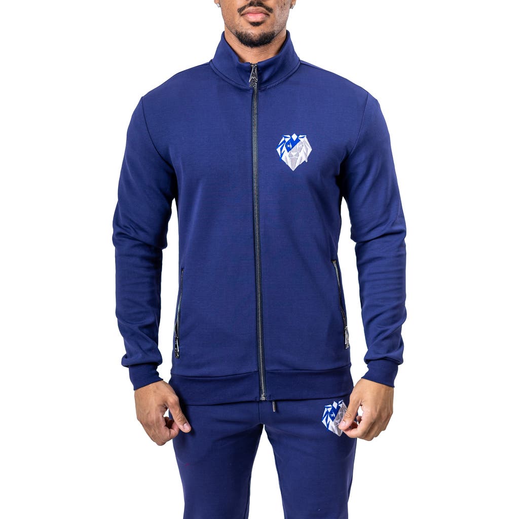 Maceoo Zipper Ascension86 Blue Knit Track Jacket In Blue
