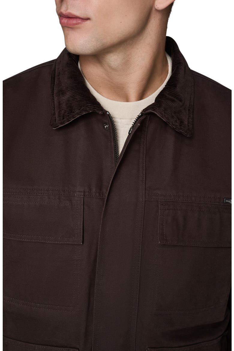 Waxed Cotton Jacket with Corduroy Collar, Alternate, color, BROWN