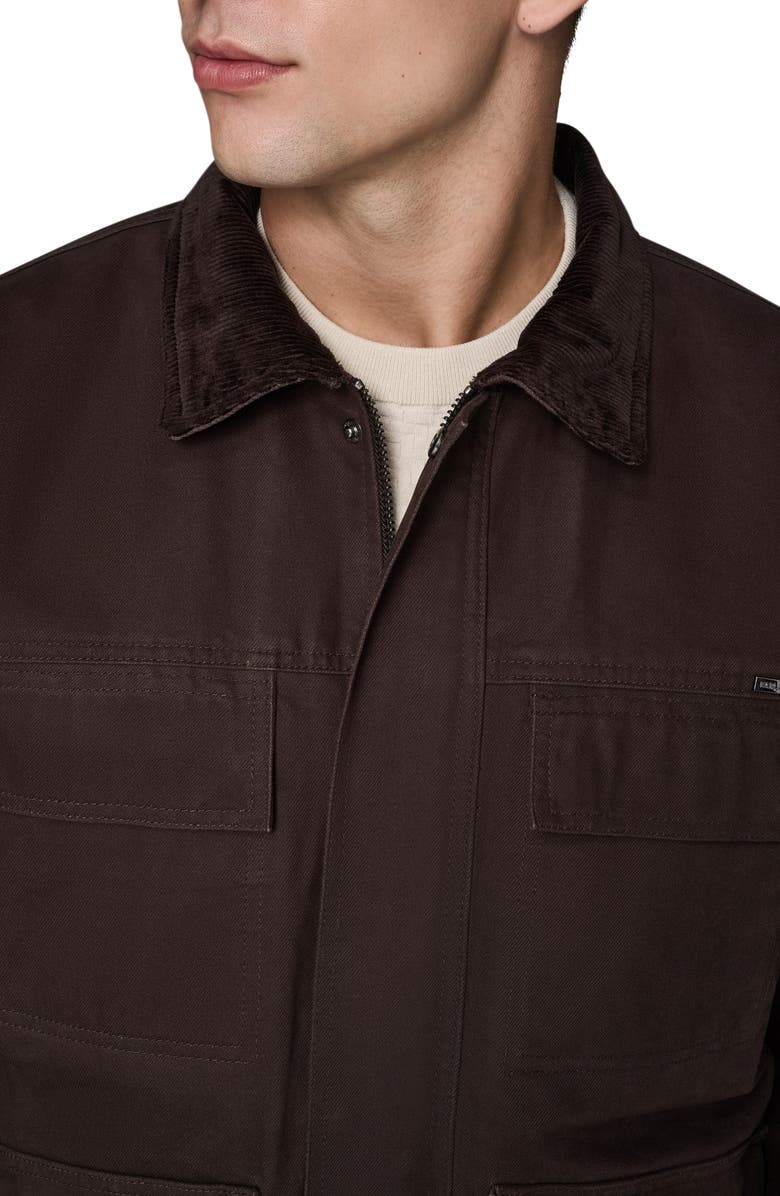 KARL LAGERFELD Waxed Cotton Jacket with Corduroy Collar, Alternate, color, Brown