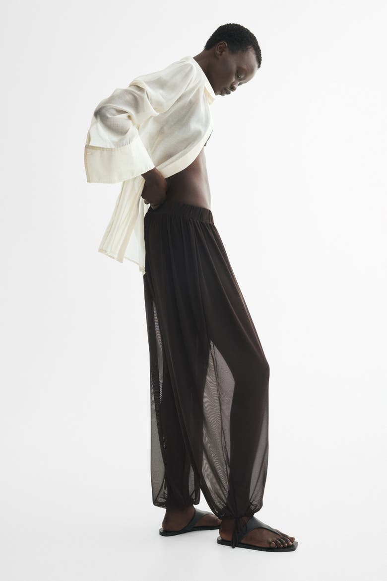 Mesh Balloon Trousers, Alternate, color, Dark brown